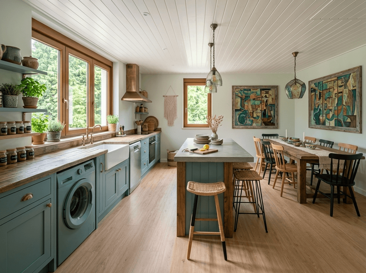 Design d'interni in stile Bohemian — Cucina di GenRoom AI