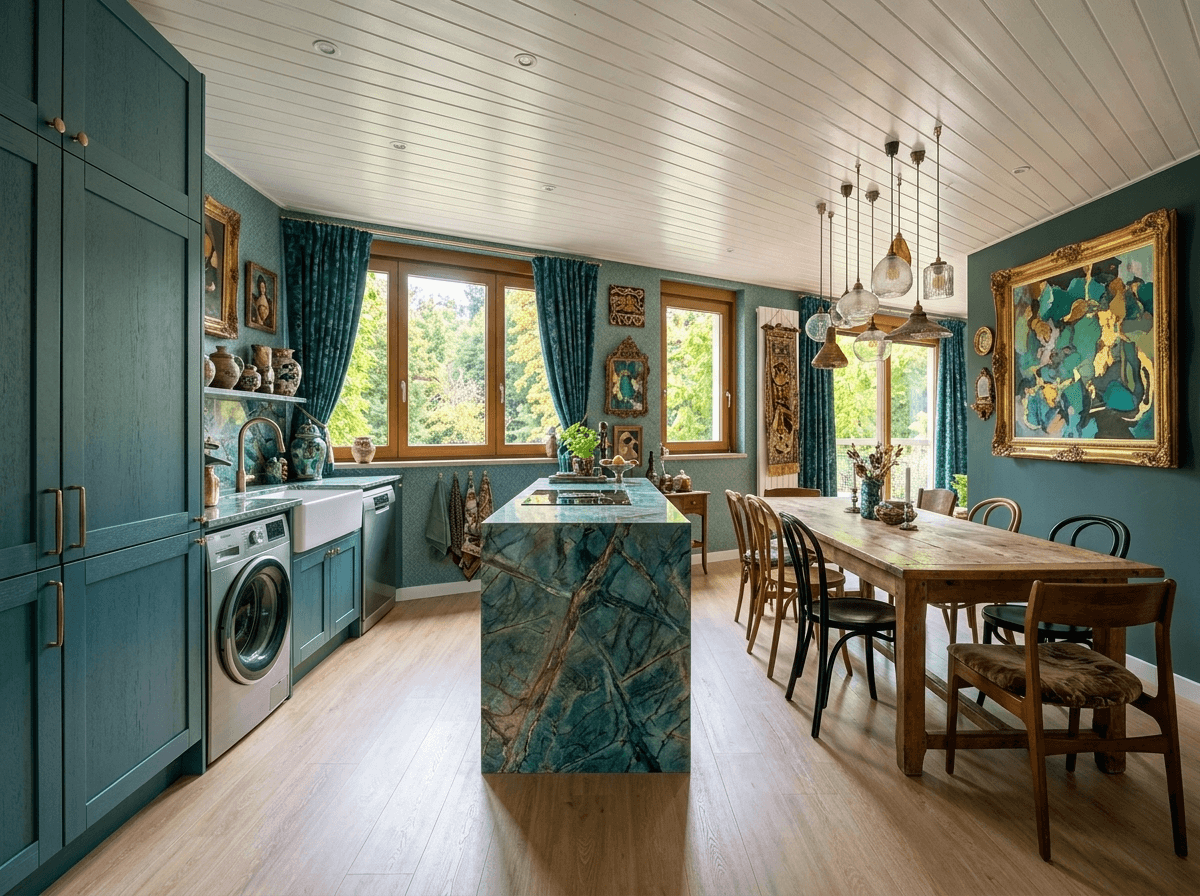 Kitchen interior in Maximalist style — photo by GenRoom AI