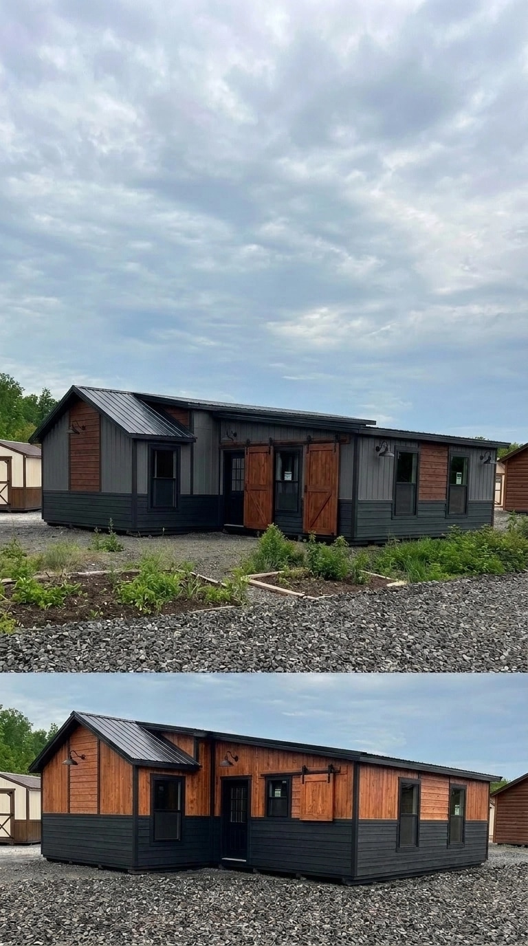 Facade design in Barnhouse Facade style — photo by GenRoom AI