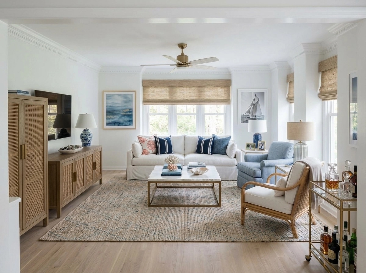 Interior design in Coastal / Hamptons style — Living Room by GenRoom AI