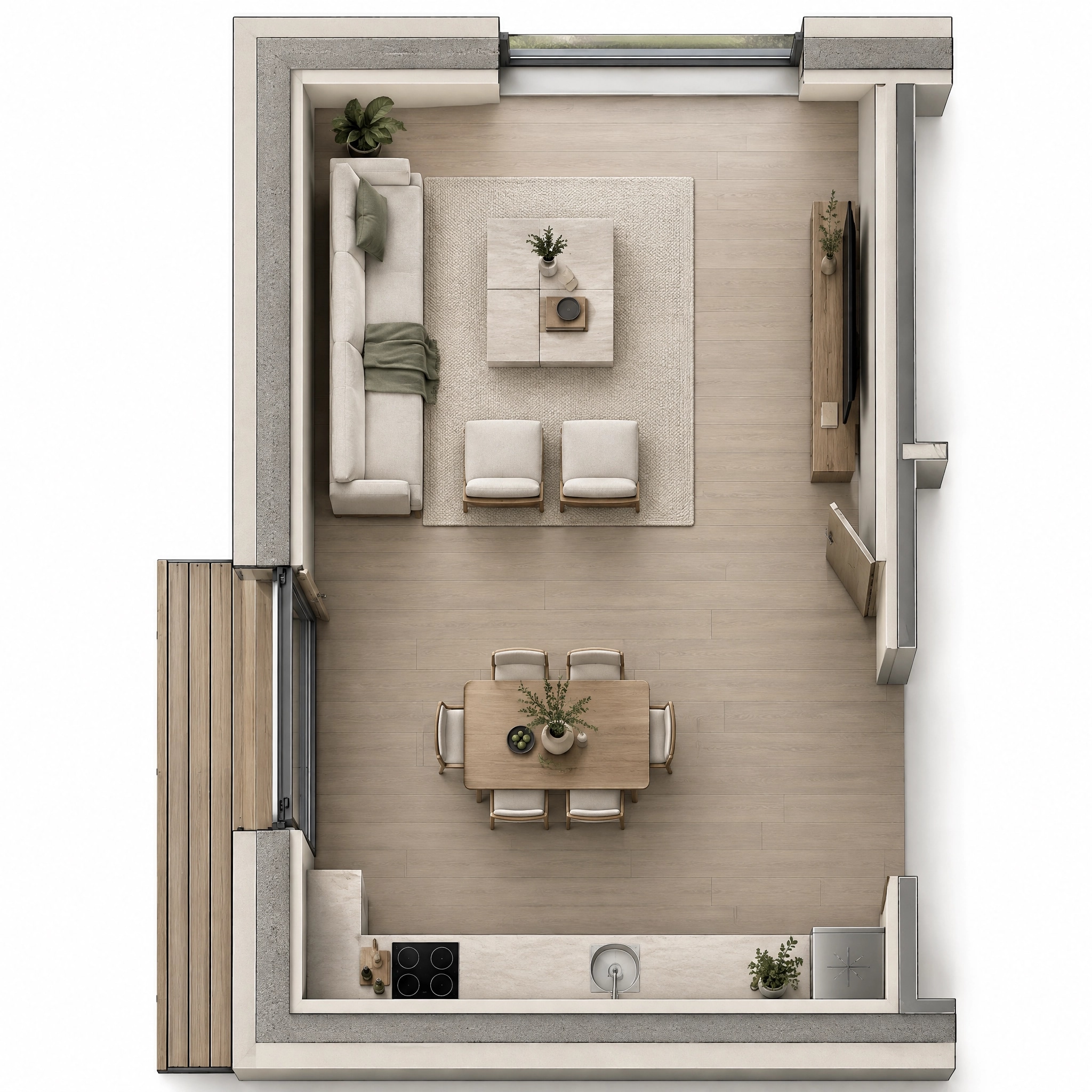 Interior design in Minimalism style — Living Room by GenRoom AI