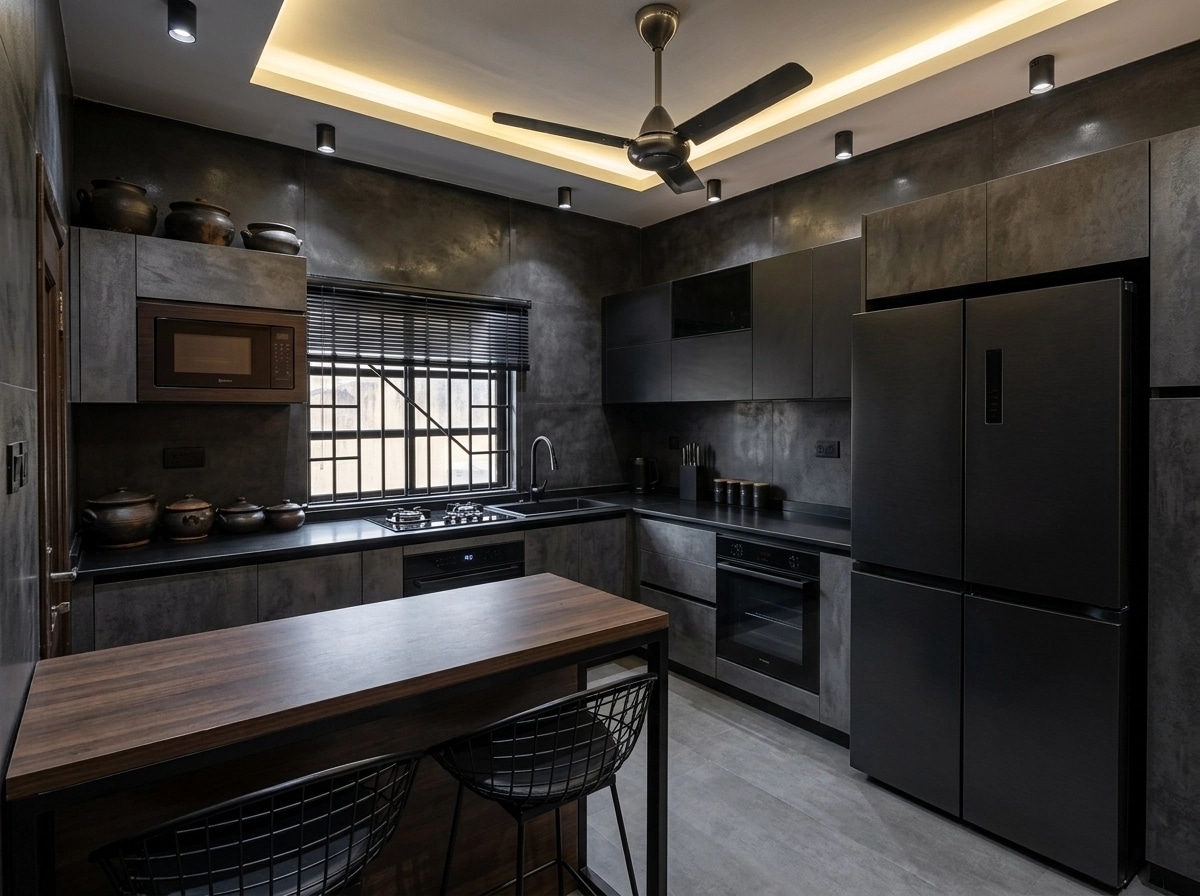 Kitchen interior in Blacktec style — photo by GenRoom AI