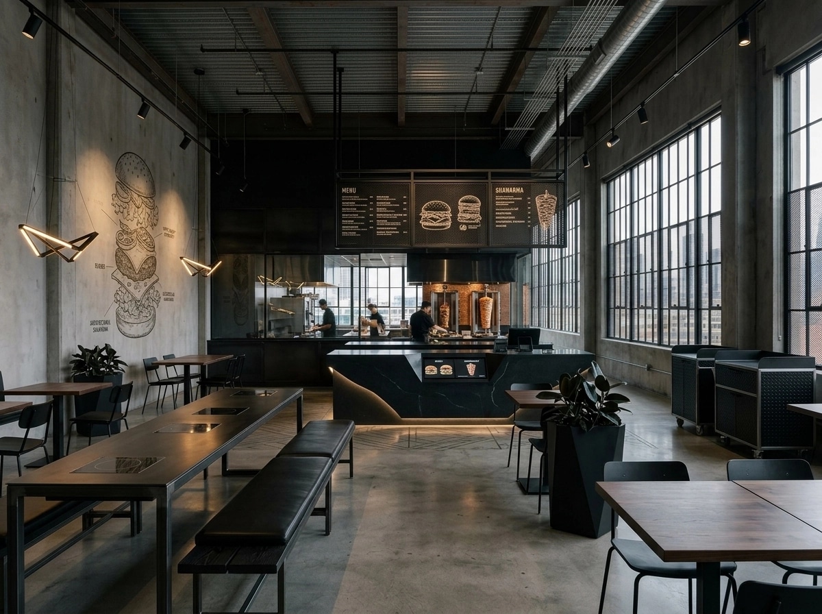 Interior design in Blacktec style — restaurant by GenRoom AI