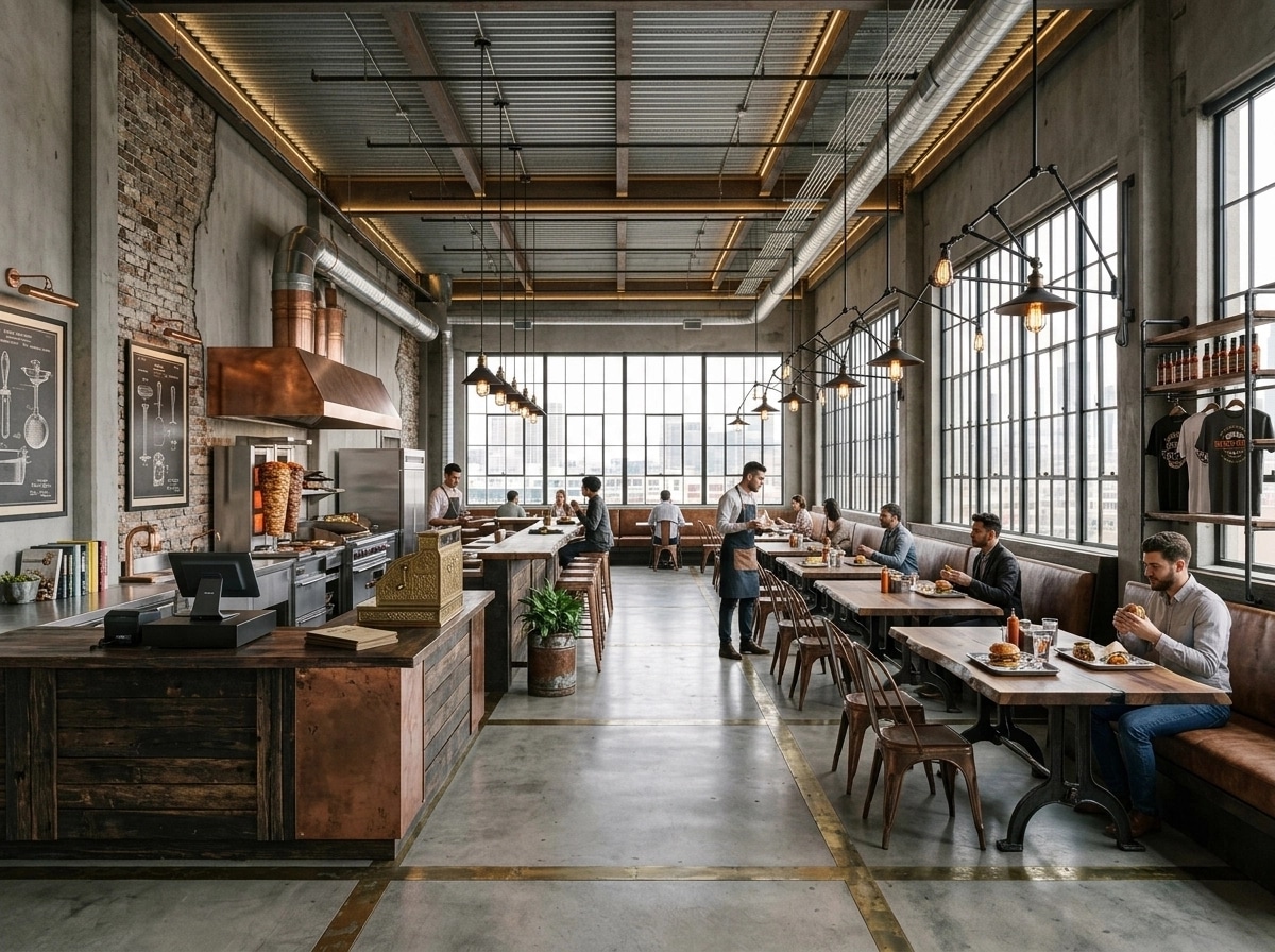 Interior design in Loft / Industrial style — restaurant by GenRoom AI