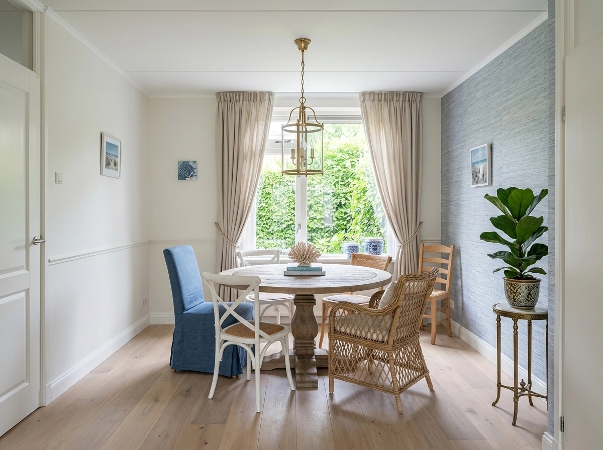 Design de interiores em estilo Coastal / Hamptons — dining_room por GenRoom AI