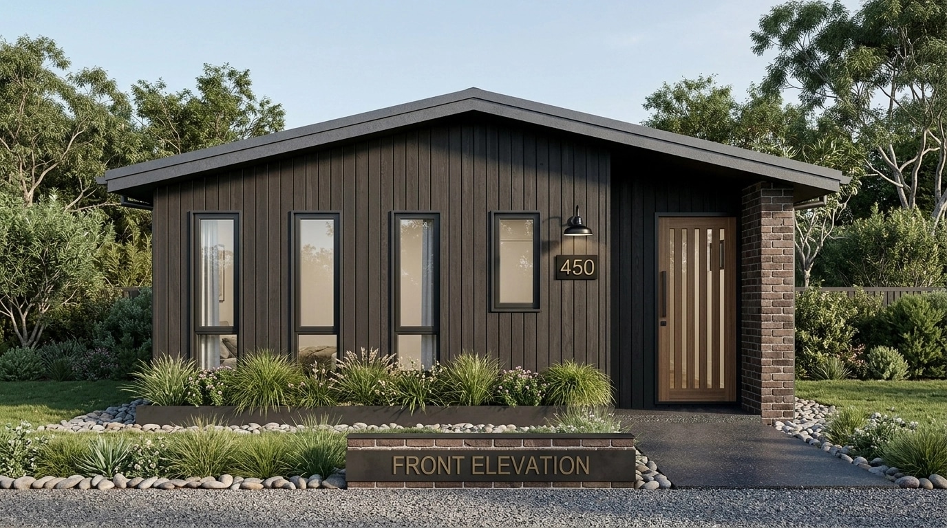 Facade design in Barnhouse Facade style — photo by GenRoom AI