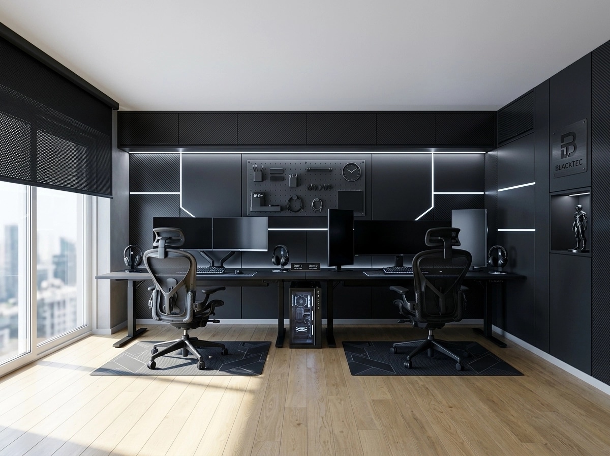 Design d'interni in stile Blacktec — home_office di GenRoom AI