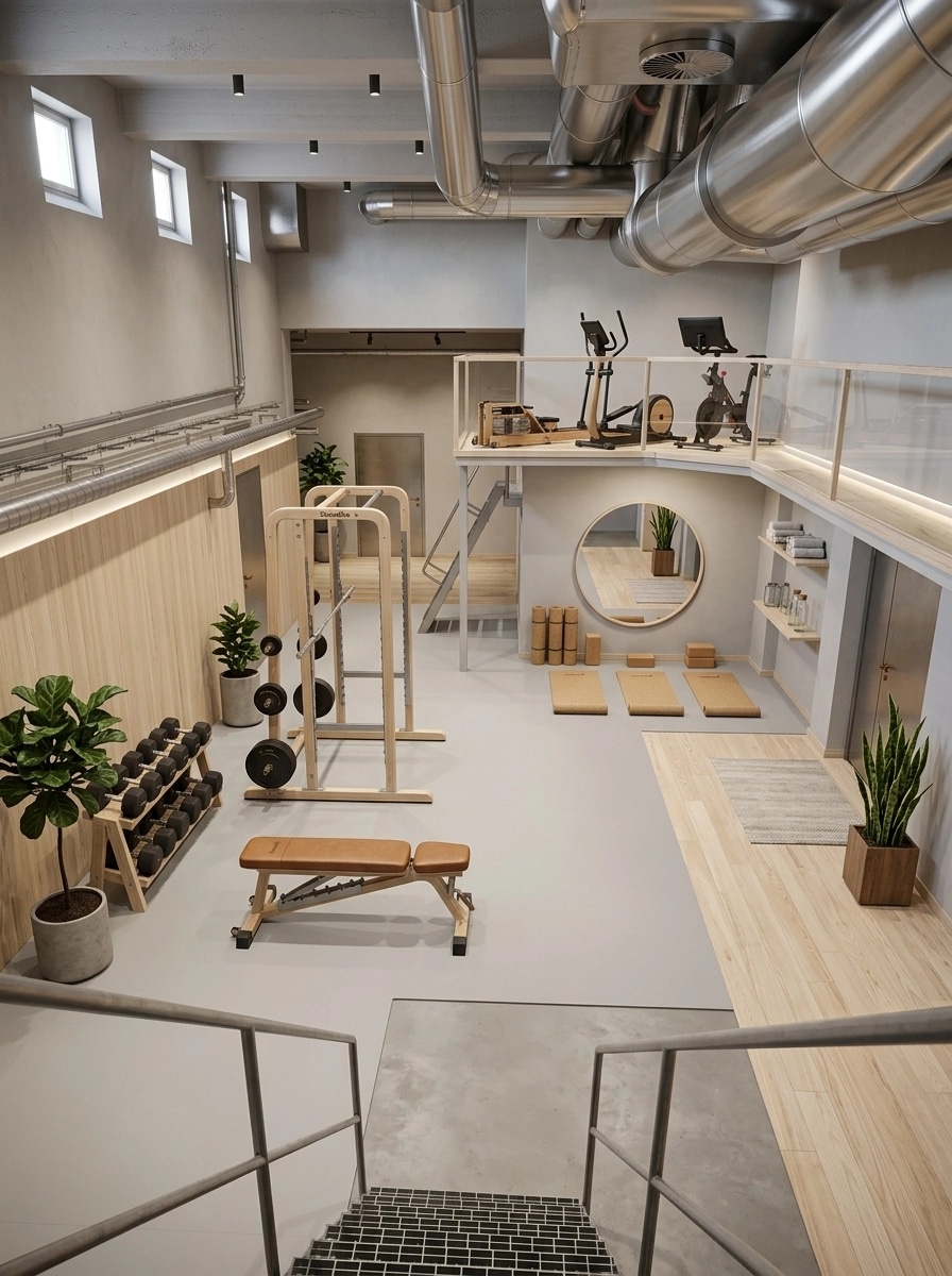 Interior design in Scandinavian style — gym by GenRoom AI