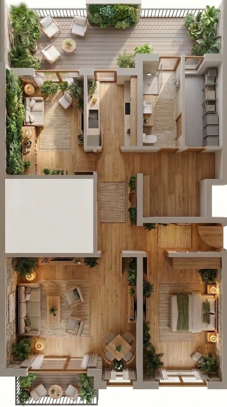 Biophilic Living Room design — interior photo by GenRoom AI