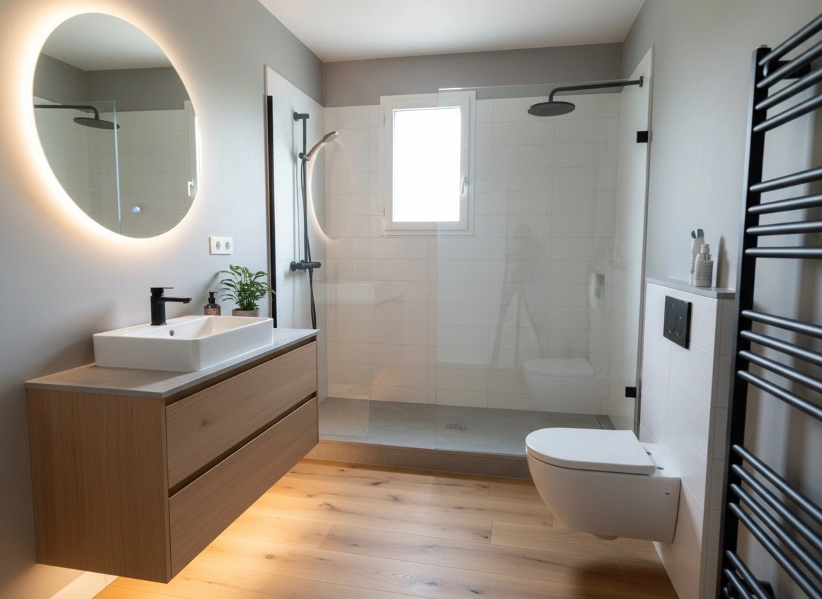 Bathroom interior in Scandinavian style — photo by GenRoom AI