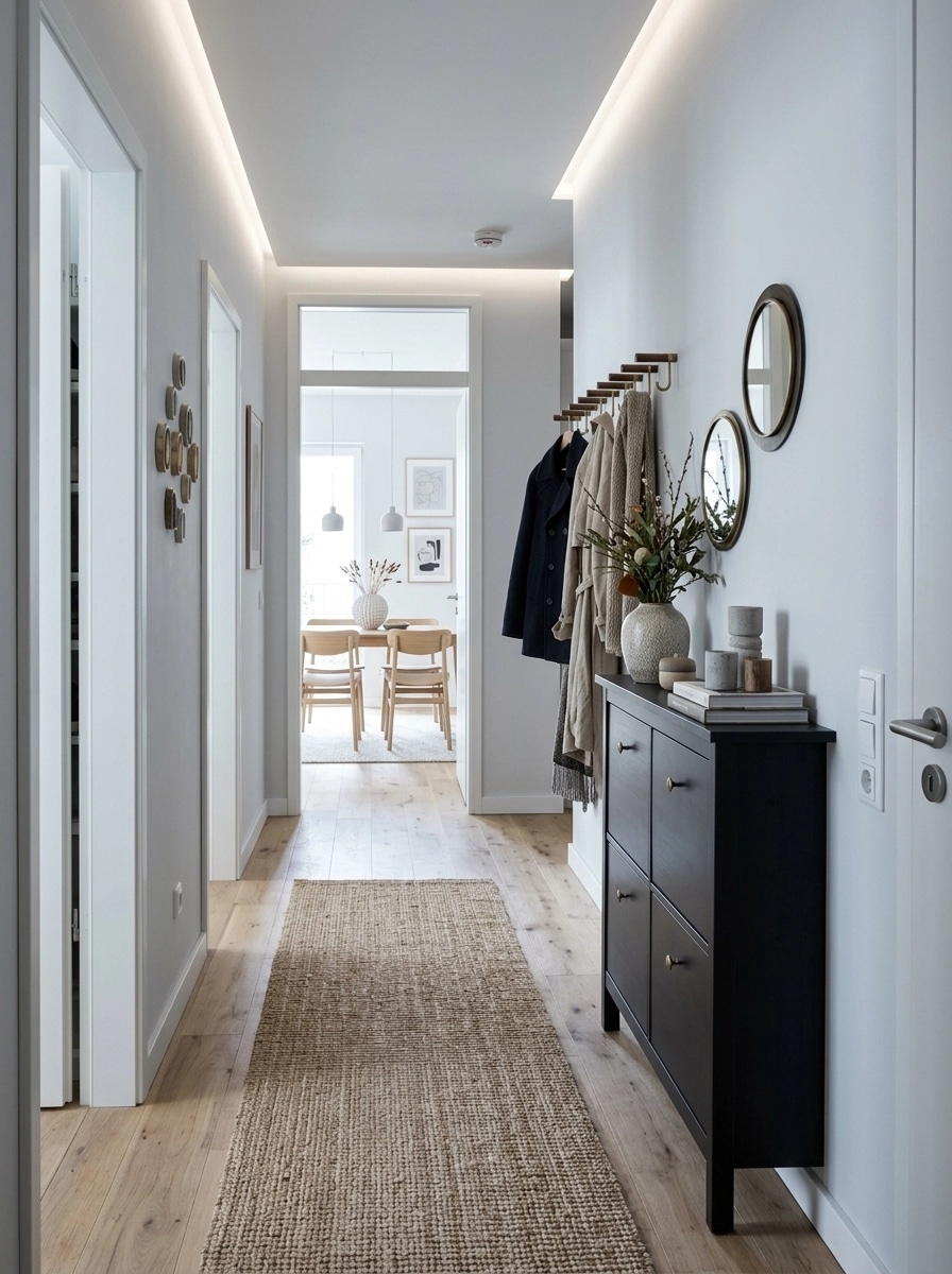 Hallway interior in Scandinavian style — photo by GenRoom AI
