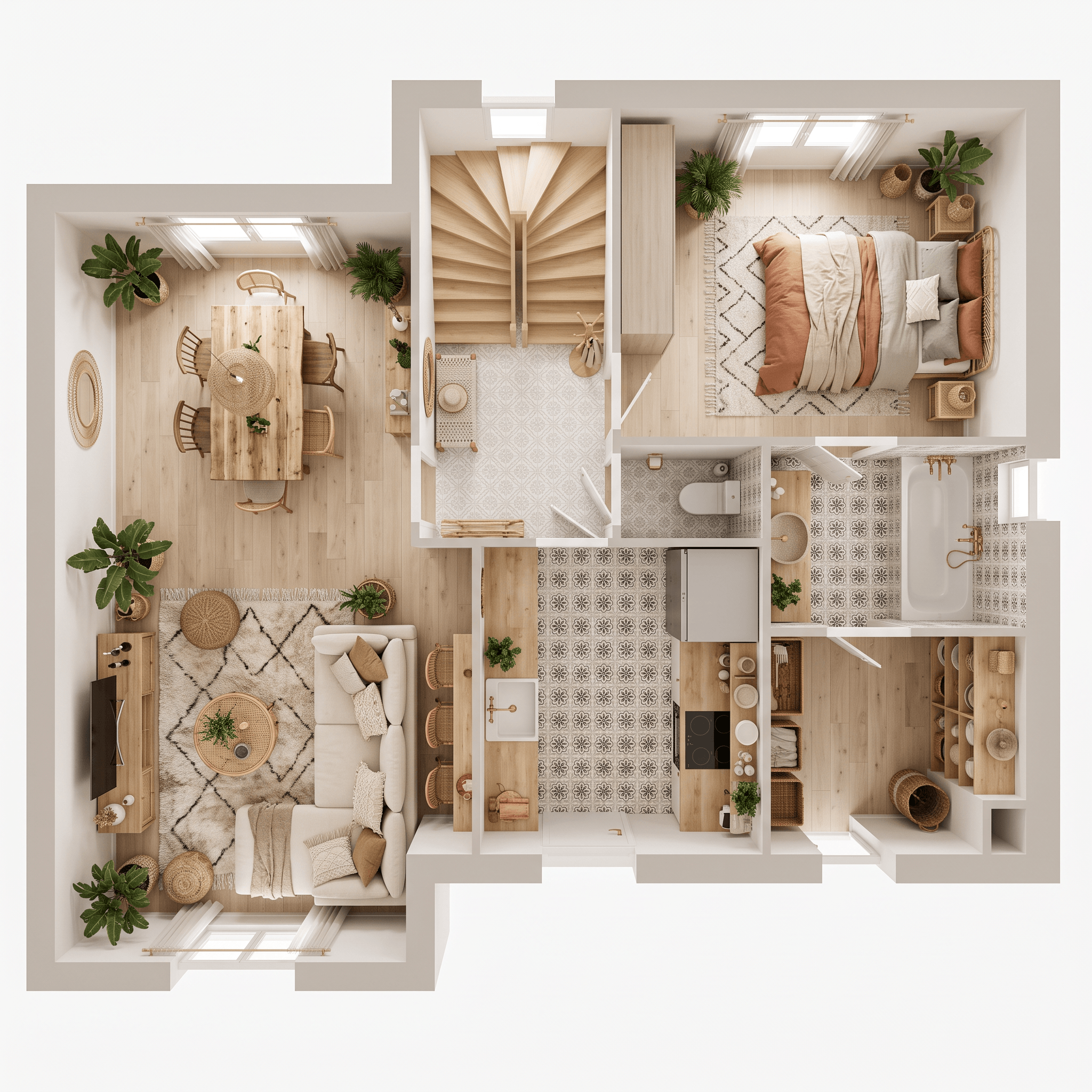 Interior design in Bohemian style — Living Room by GenRoom AI