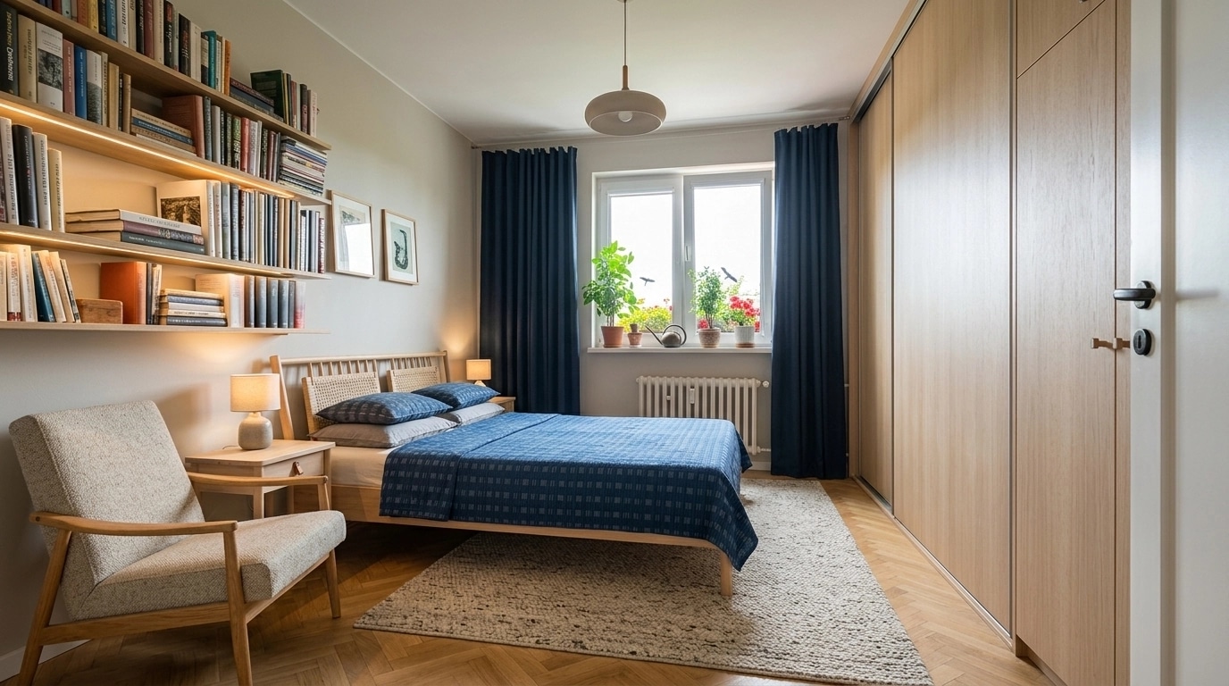 Scandinavian Bedroom design — interior photo by GenRoom AI
