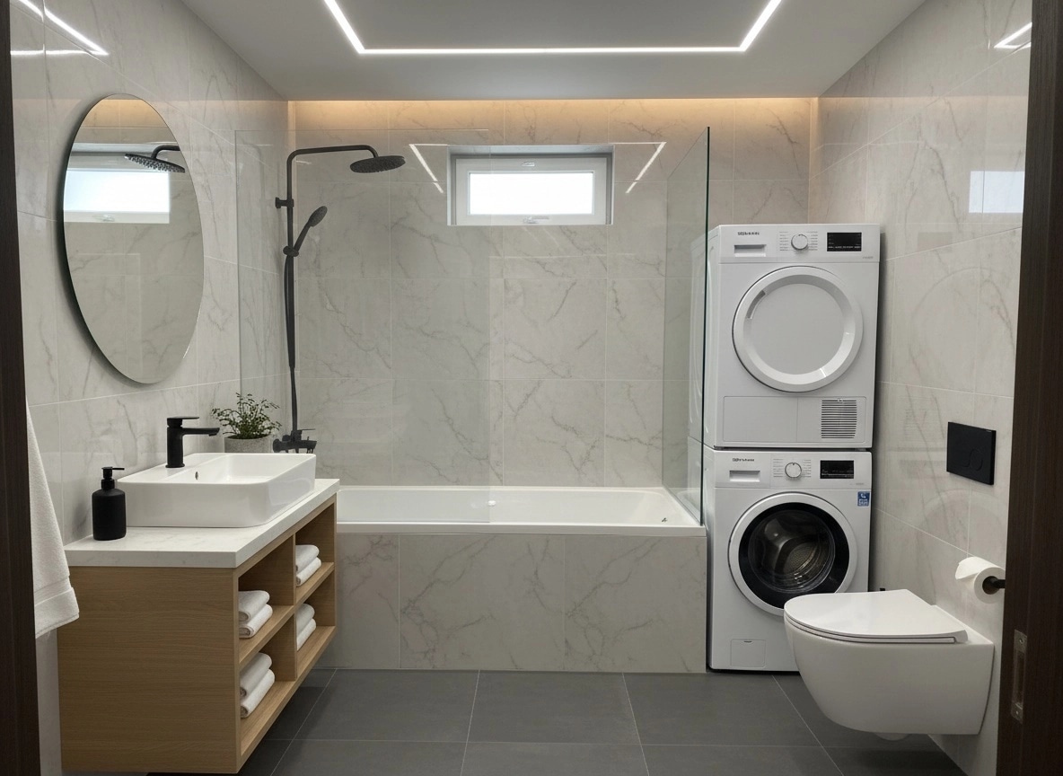 Bathroom interior in Minimalism style — photo by GenRoom AI