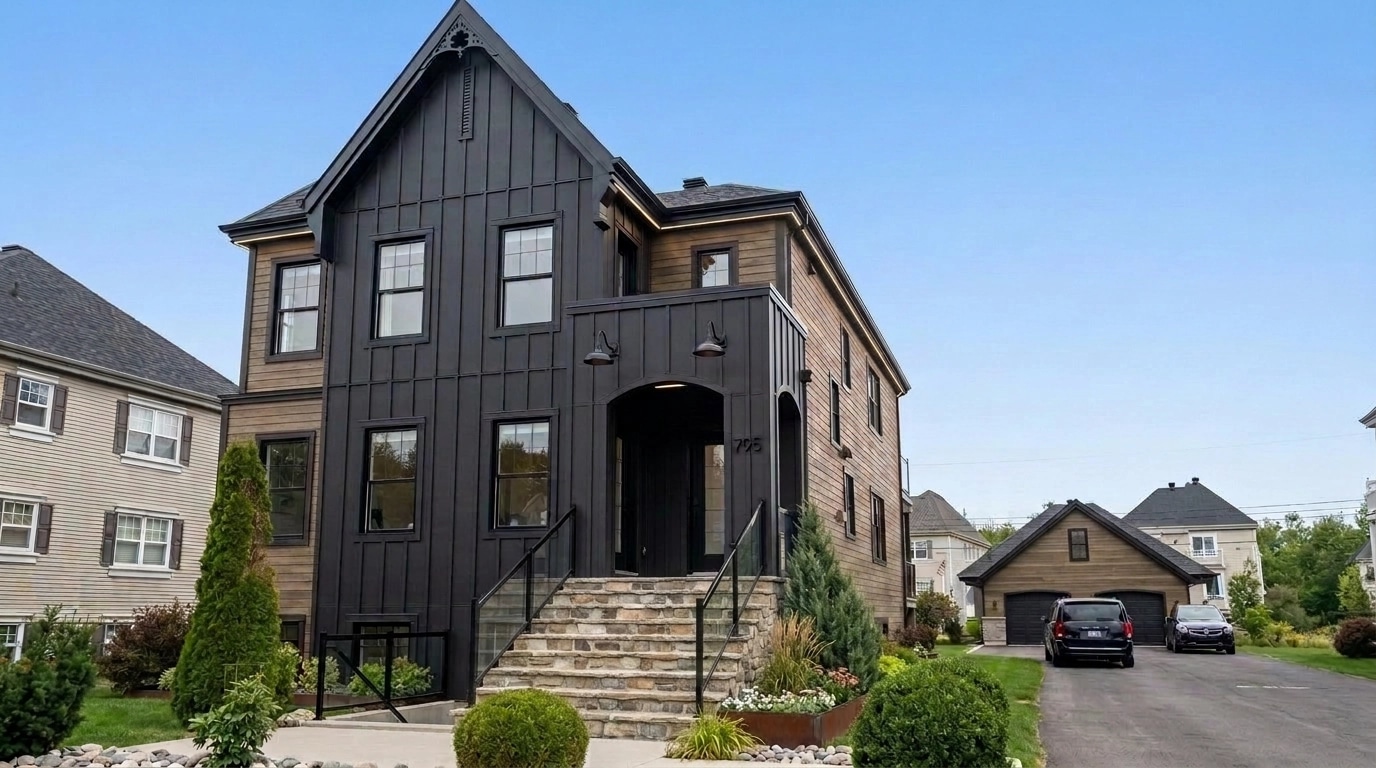 Facade design in Barnhouse Facade style — photo by GenRoom AI