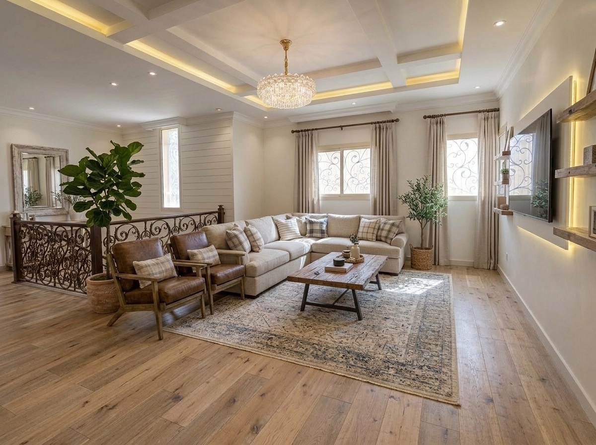 Modern Farmhouse Living Room design — interior photo by GenRoom AI