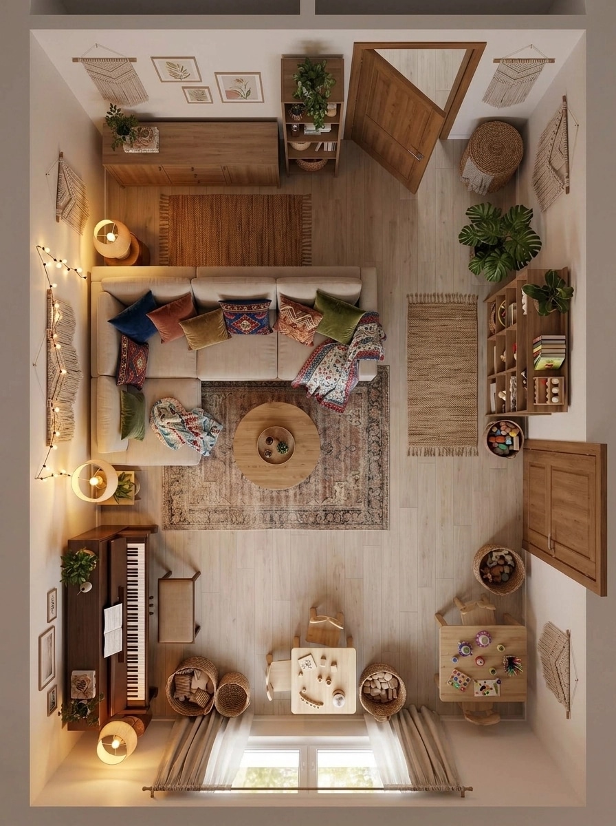 Interior design in Bohemian style — Living Room by GenRoom AI