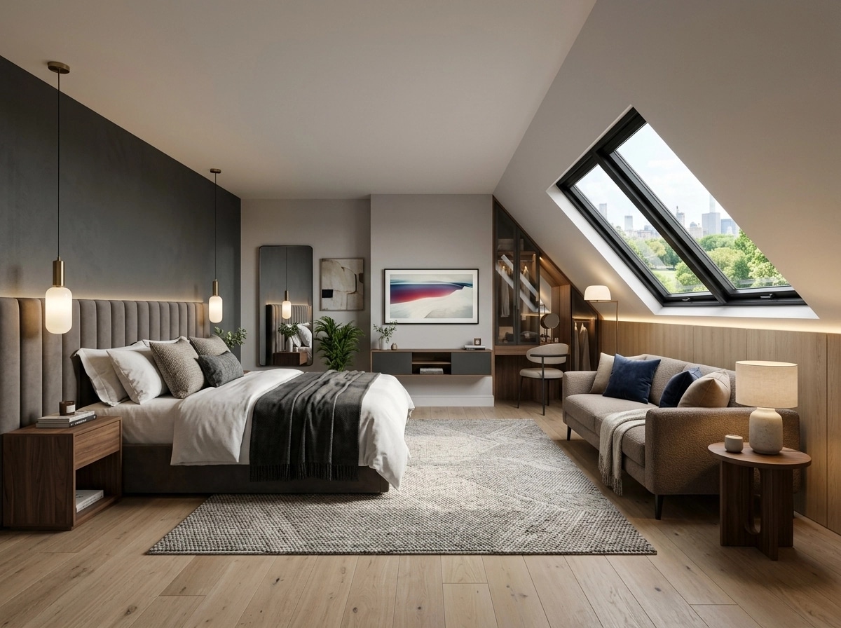 Contemporary Bedroom design — interior photo by GenRoom AI