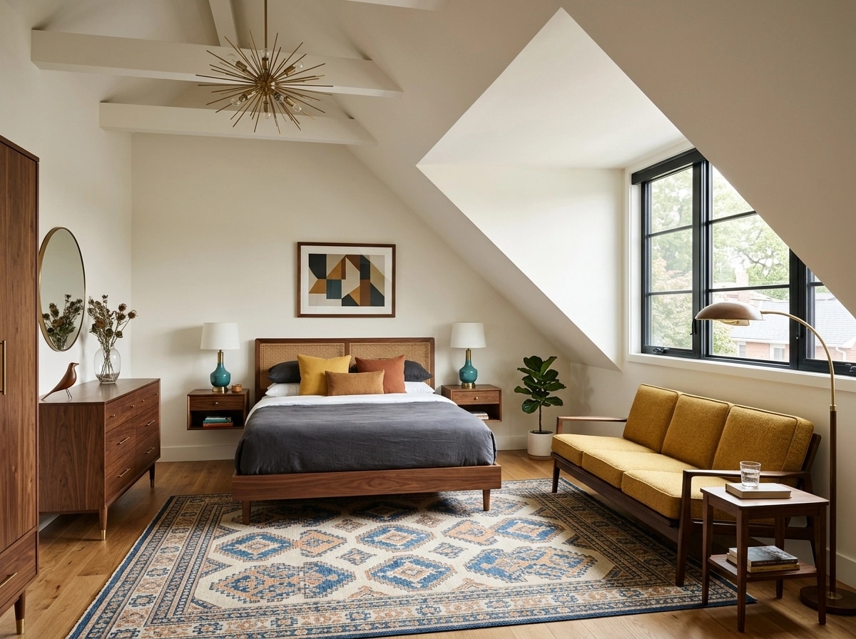 Interior design in Mid-Century Modern style — Bedroom by GenRoom AI