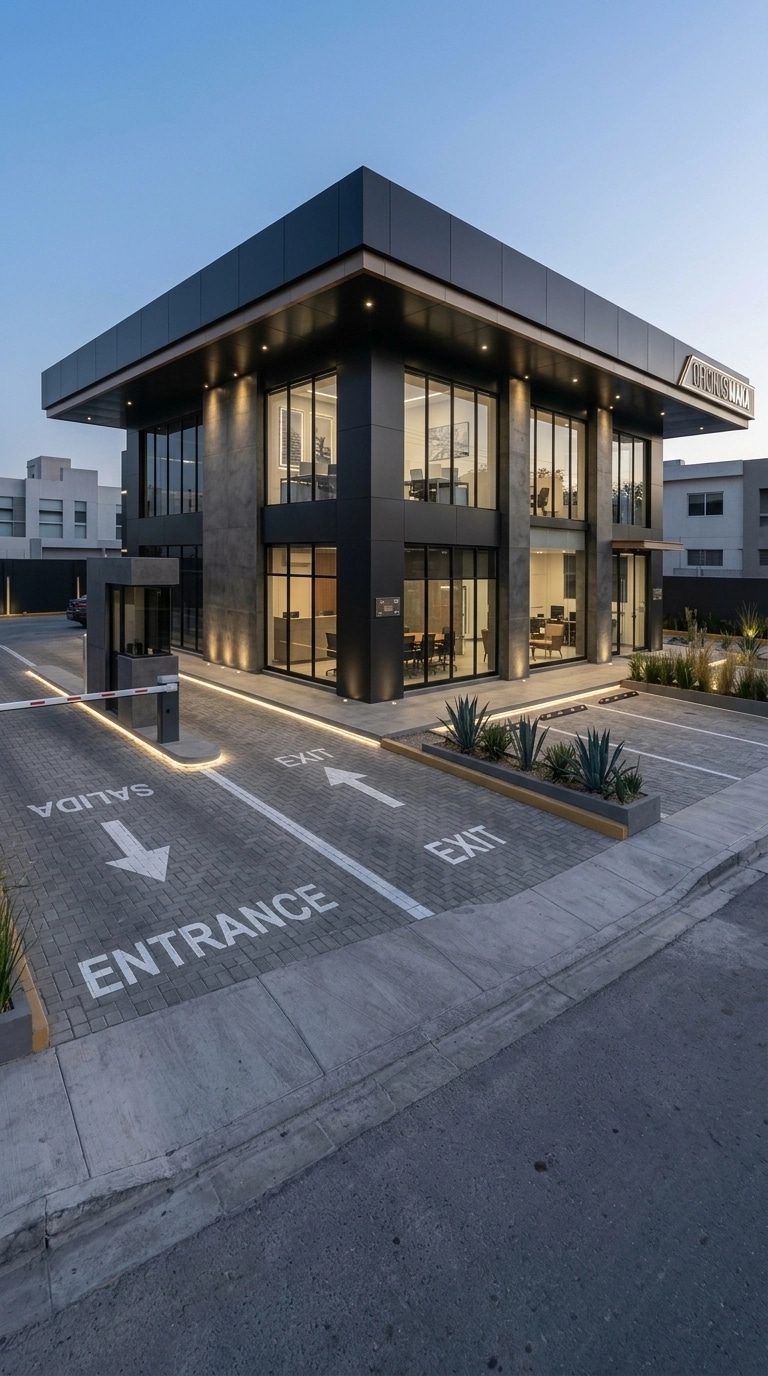 Fasad desain di Minimalist Facade gaya — Fasad oleh GenRoom AI