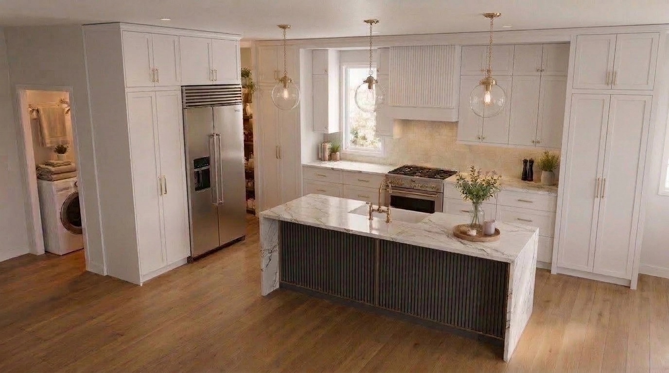 Kitchen interior in Transitional style — photo by GenRoom AI