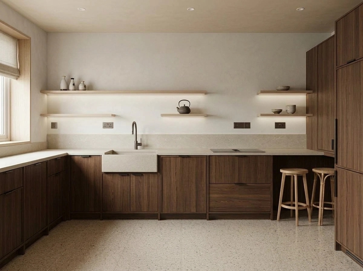 Kitchen interior in Japandi style — photo by GenRoom AI