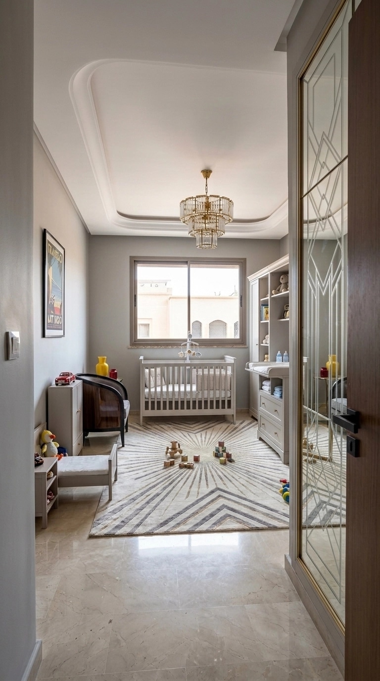 İç mekân tasarımı Art Deco stili — Oturma Odası GenRoom AI