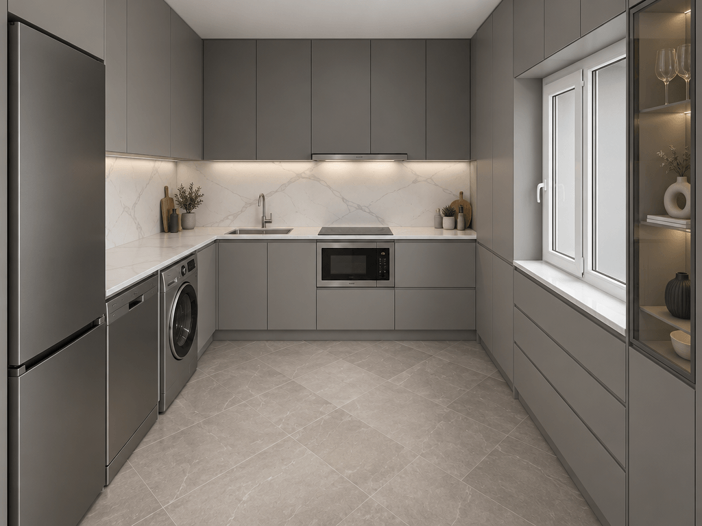 Kitchen interior in Minimalism style — photo by GenRoom AI