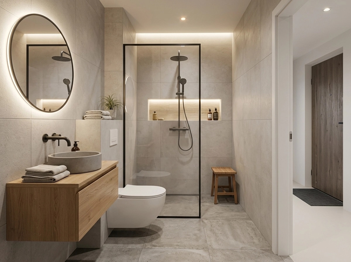 Bathroom interior in Scandinavian style — photo by GenRoom AI