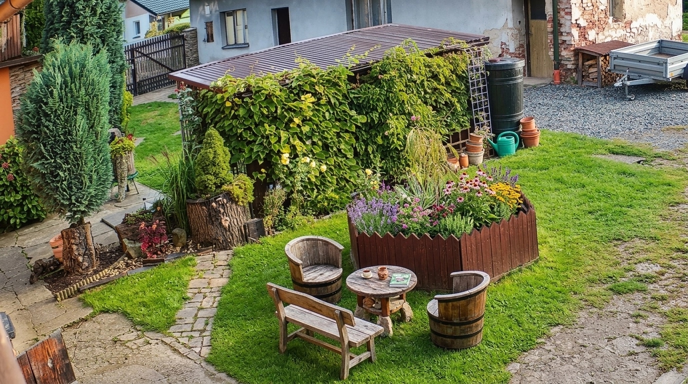 Country Rustic Garden Yard design — yard photo by GenRoom AI