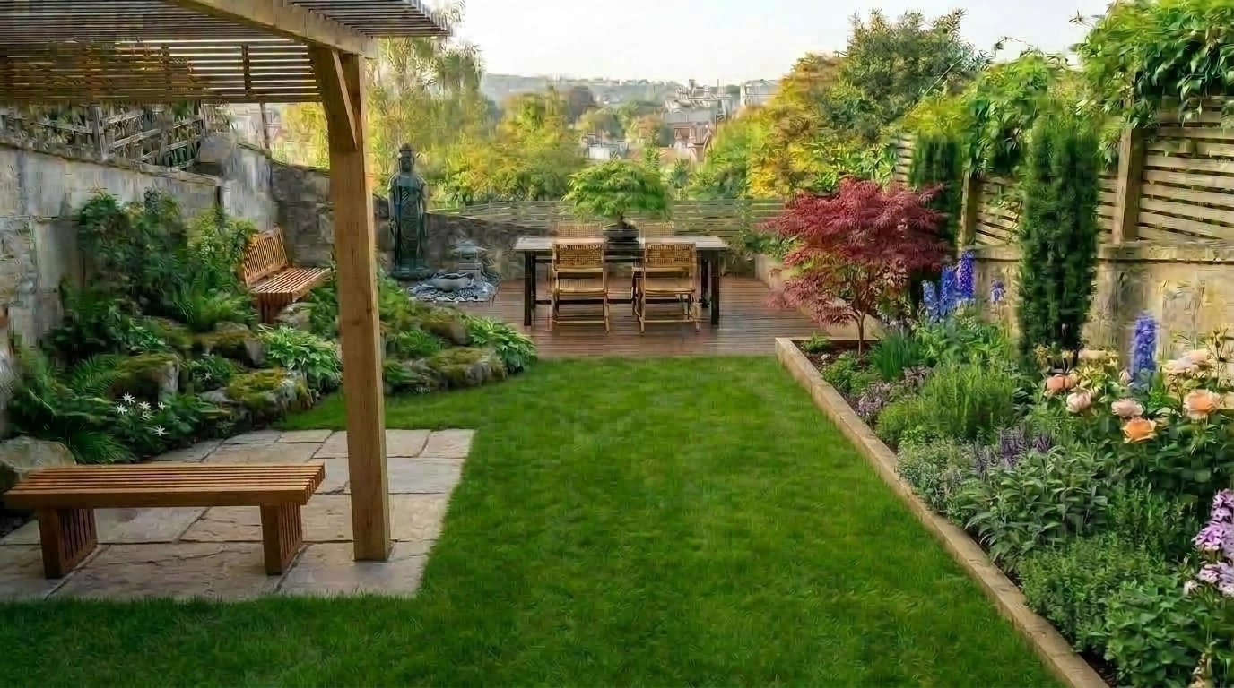 Landschaftsdesign im Japanese Garden-Stil — Garten von GenRoom AI