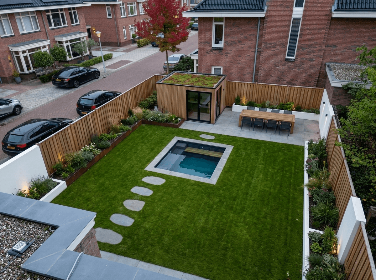 Design del paesaggio in stile Contemporary Yard — Giardino di GenRoom AI
