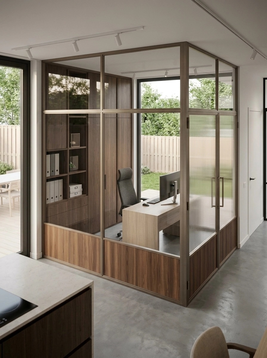 Office interior in Japandi style — photo by GenRoom AI