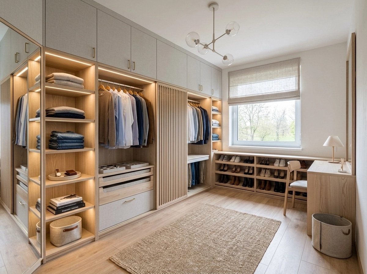 Interior design in Scandinavian style — wardrobe by GenRoom AI