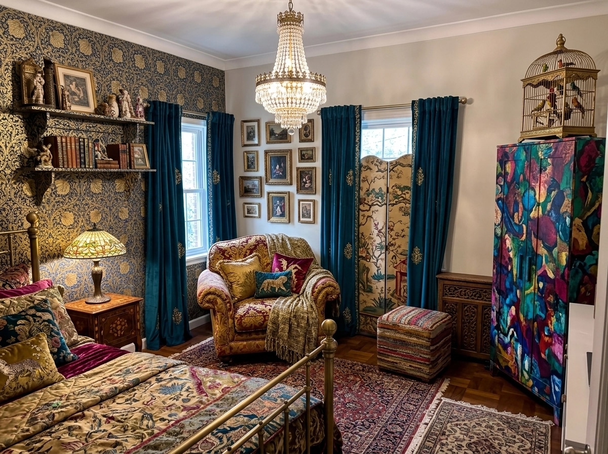 Maximalist Bedroom design — interior photo by GenRoom AI