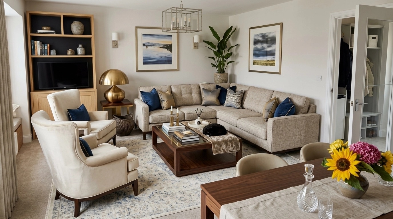 Transitional Living Room design — interior photo by GenRoom AI