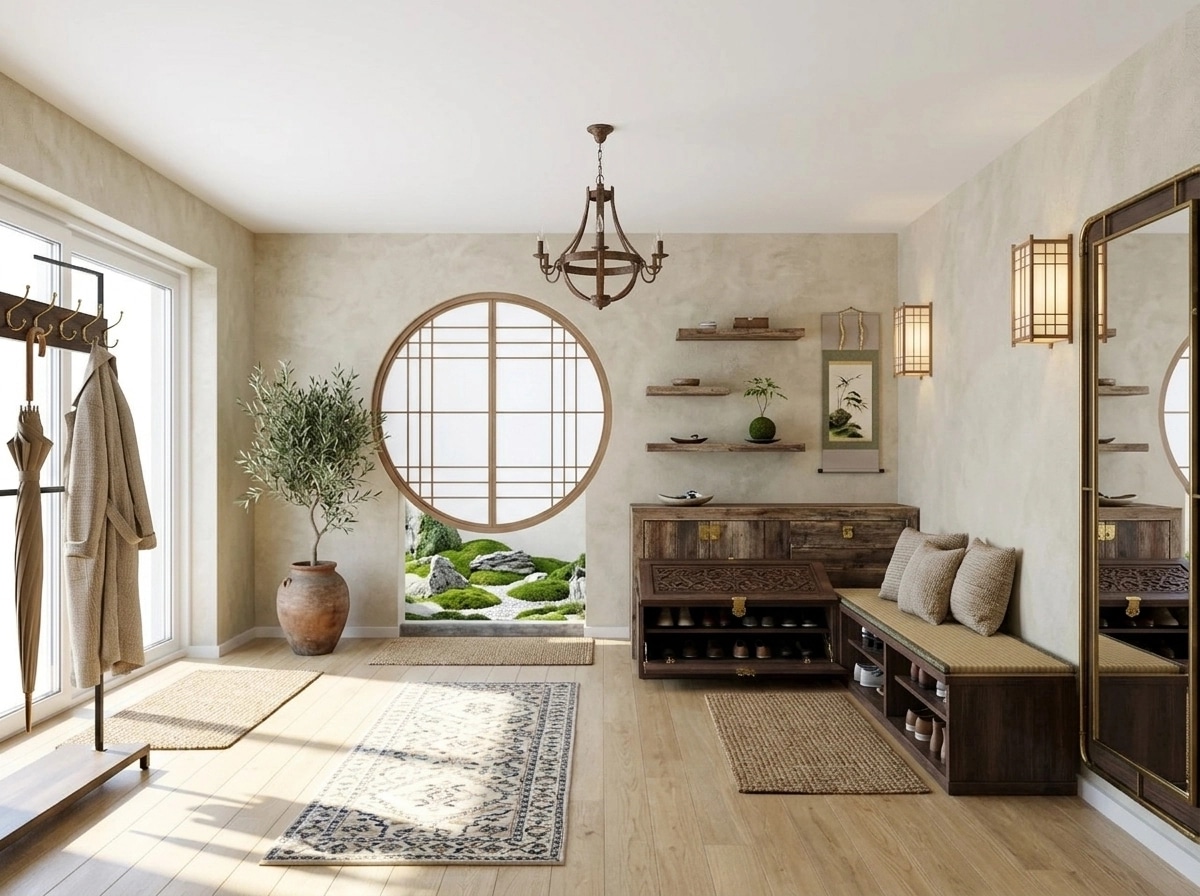 Hallway interior in Mediterranean style — photo by GenRoom AI