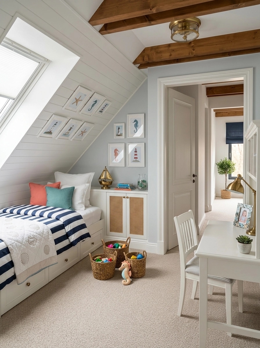 Interior design in Coastal / Hamptons style — Kids Room by GenRoom AI