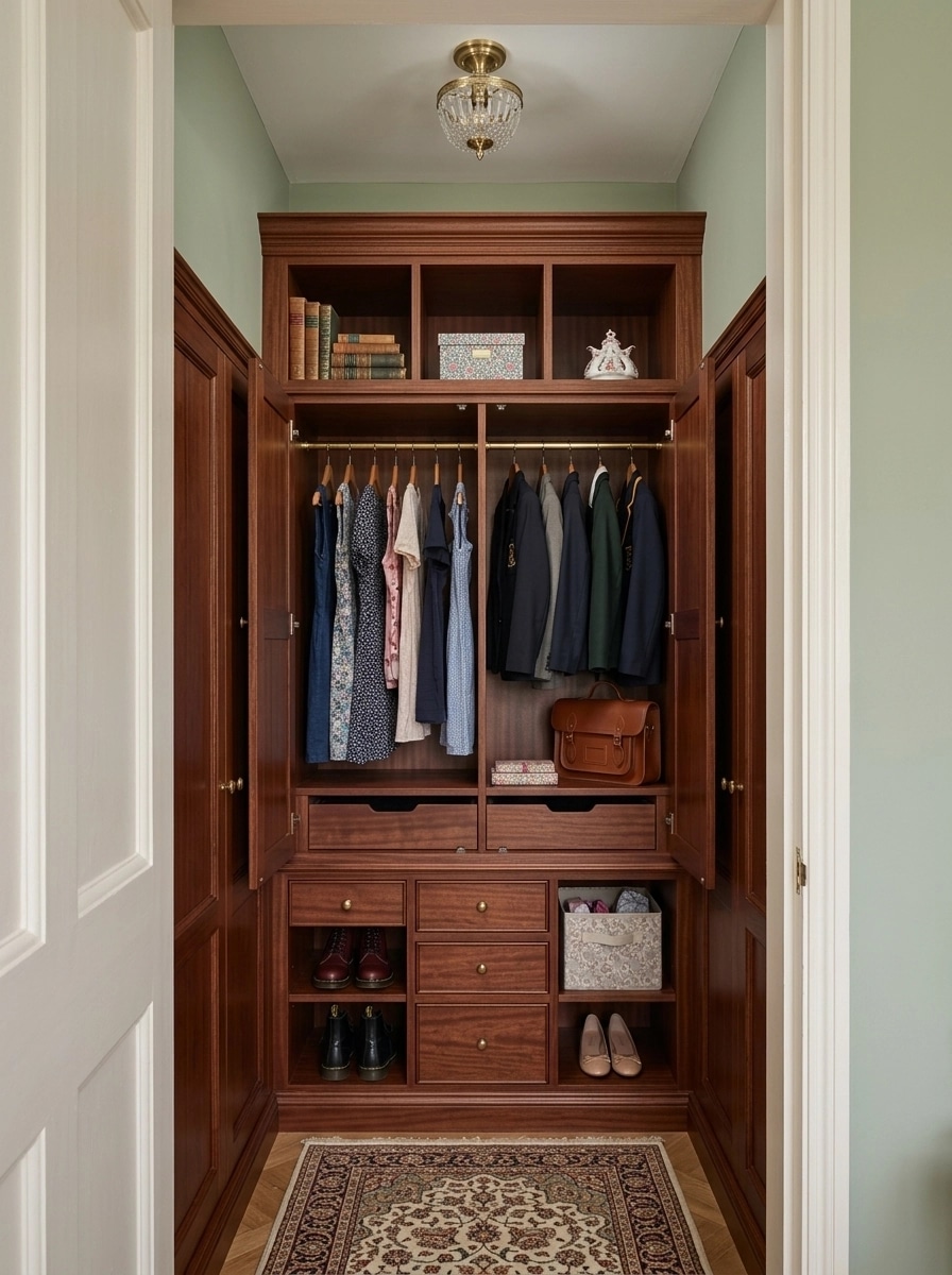 Interior design in British style — wardrobe by GenRoom AI