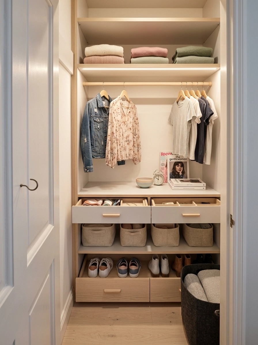 Interior design in Scandinavian style — wardrobe by GenRoom AI