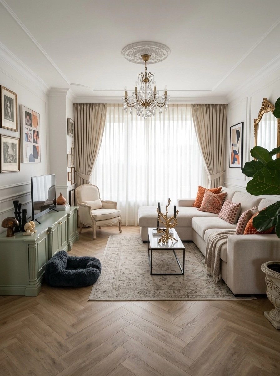 Interior design in Neoclassic style — Living Room by GenRoom AI