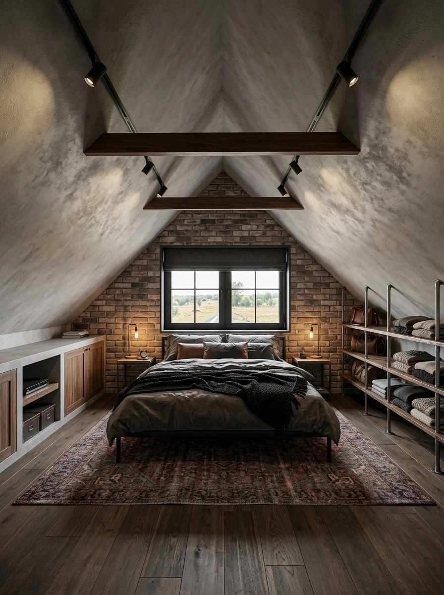 Loft / Industrial Bedroom design — interior photo by GenRoom AI
