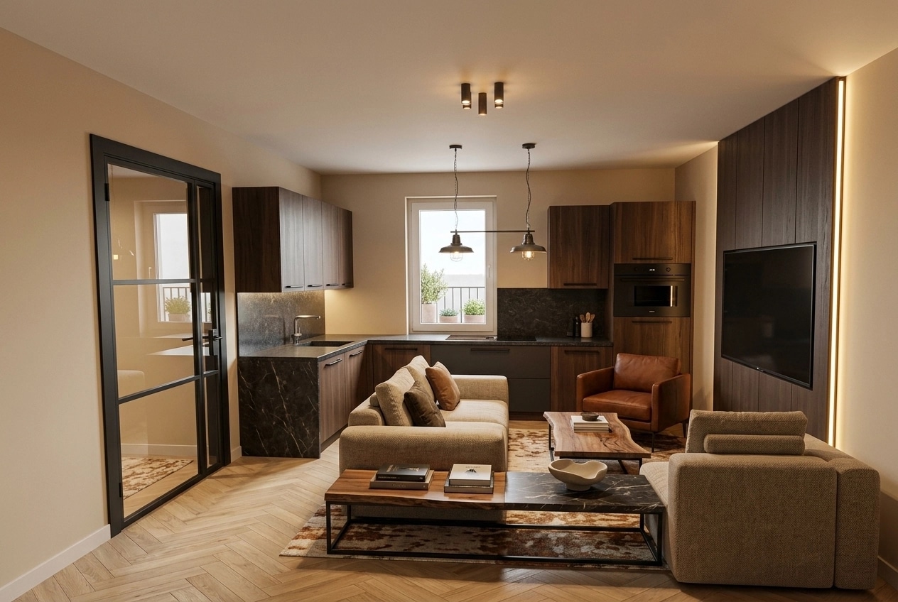 Interior design in Loft / Industrial style — Living Room by GenRoom AI