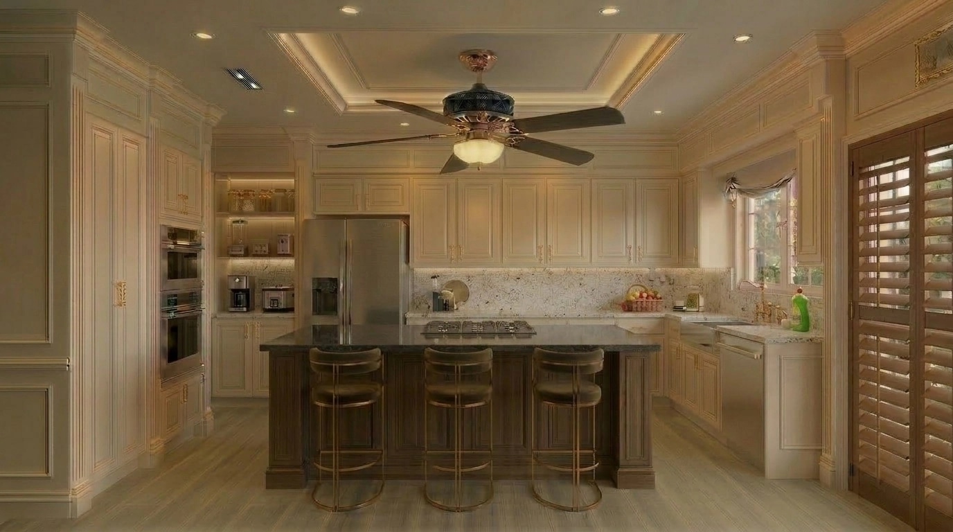 Kitchen interior in Neoclassic style — photo by GenRoom AI