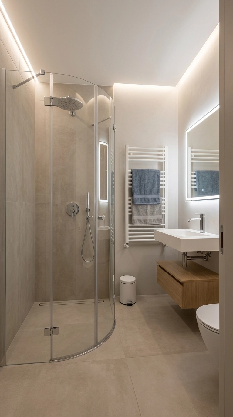 Bathroom interior in Minimalism style — photo by GenRoom AI