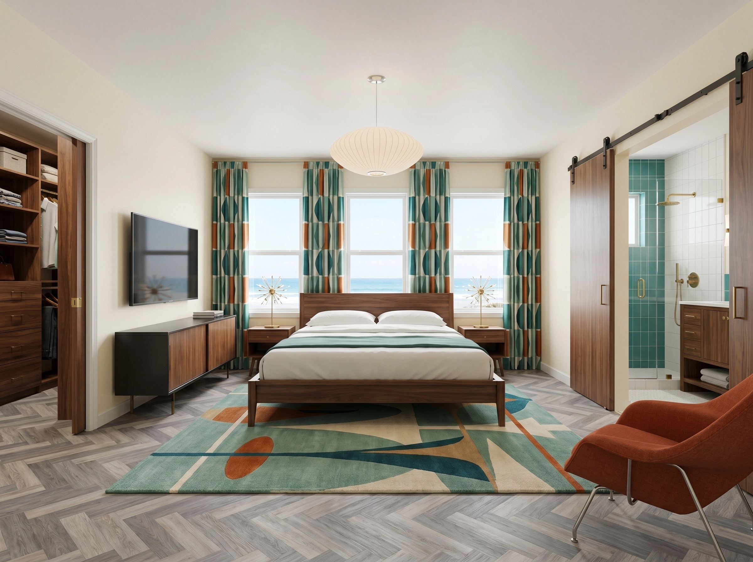 Interior design in Mid-Century Modern style — Bedroom by GenRoom AI
