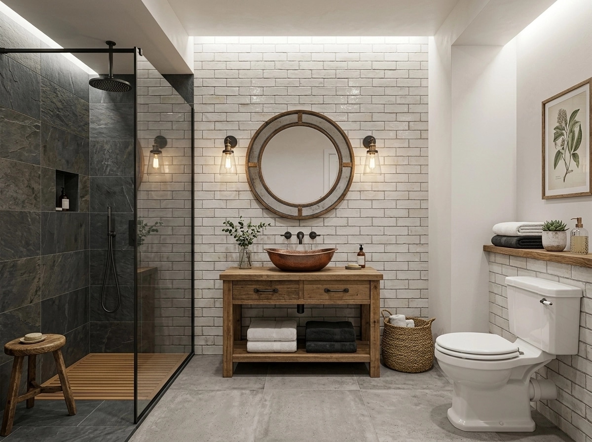 Modern Farmhouse Bathroom design — interior photo by GenRoom AI