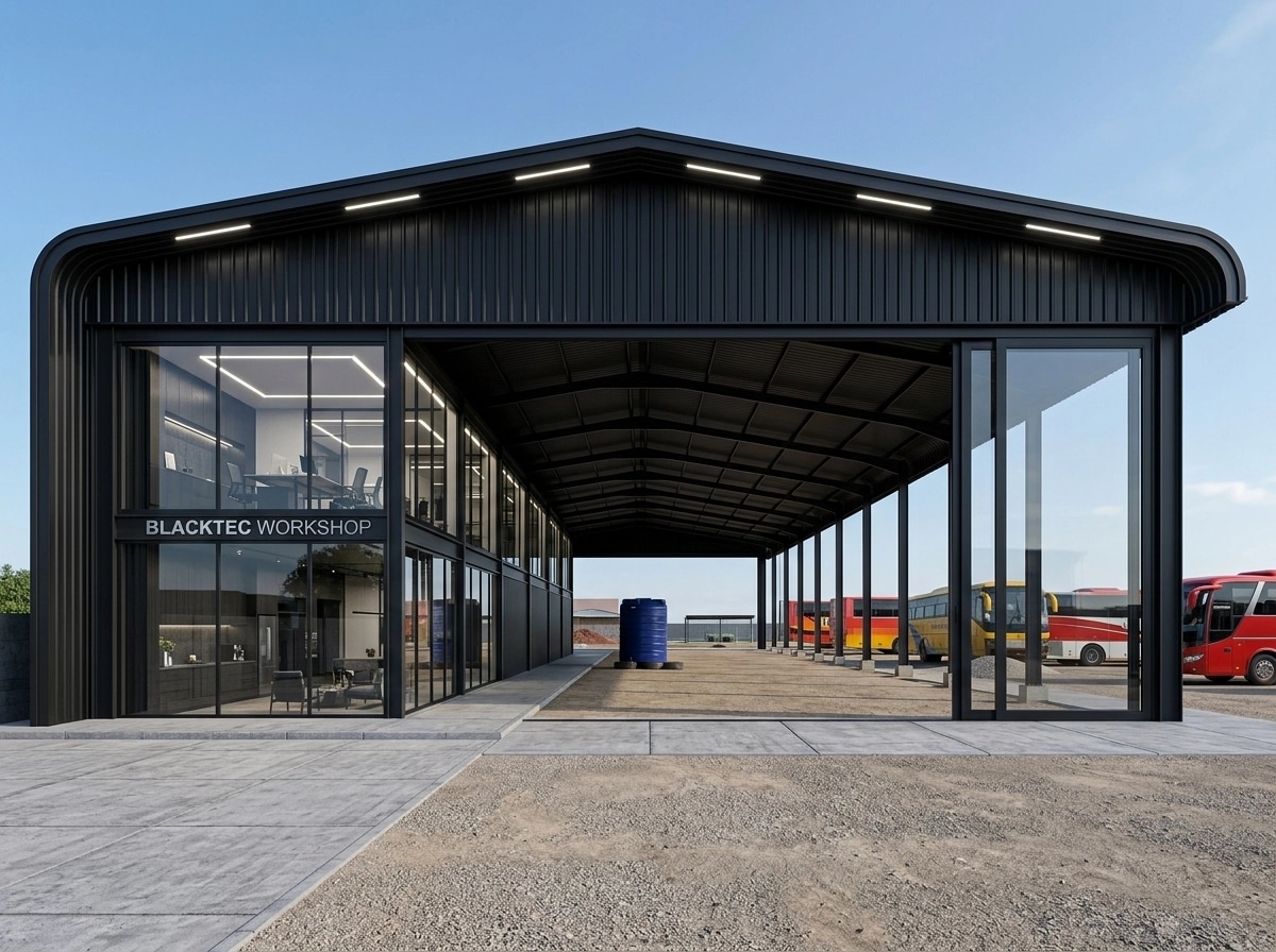 Facade design in Blacktec Facade style — Facade by GenRoom AI