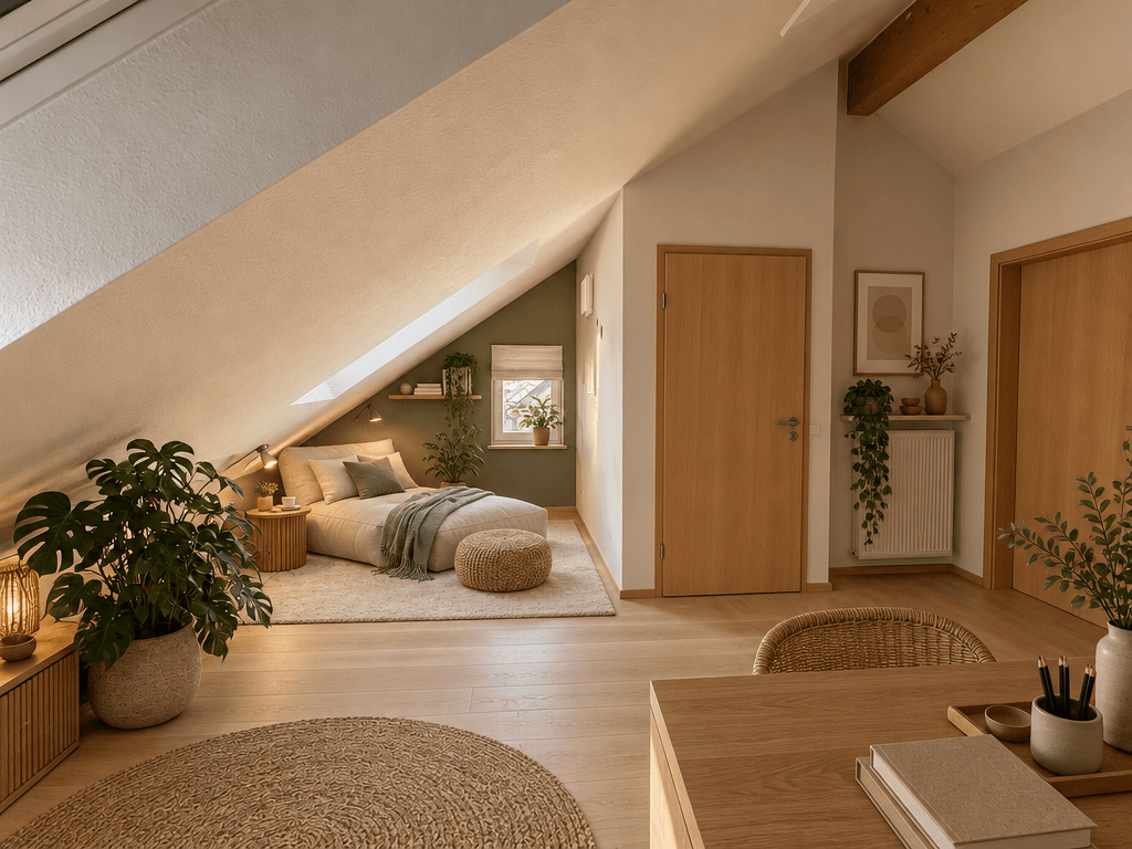 Interior design in Japandi style — attic by GenRoom AI