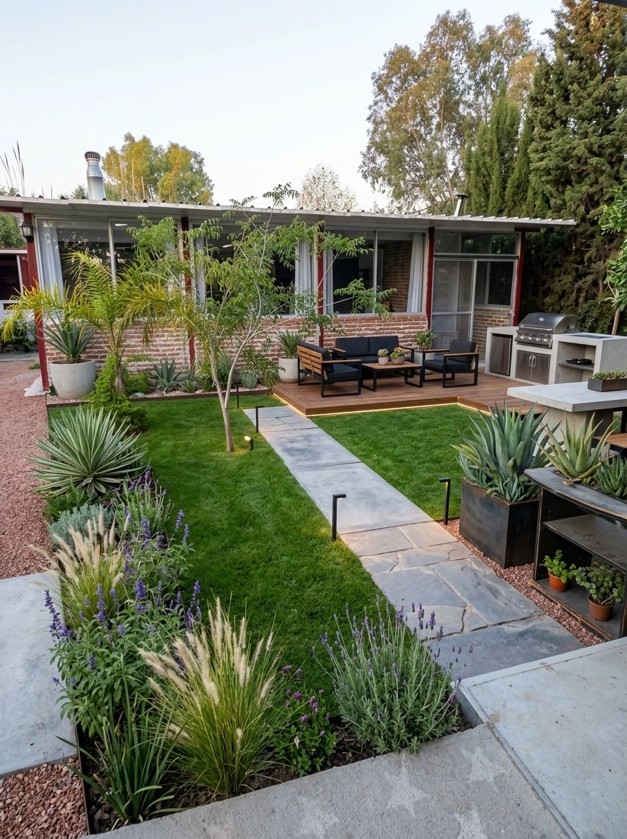 Design paysager en style Contemporary Yard — Jardin par GenRoom AI